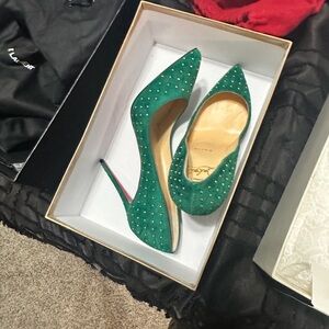 Christian Louboutin Green Studded Heels